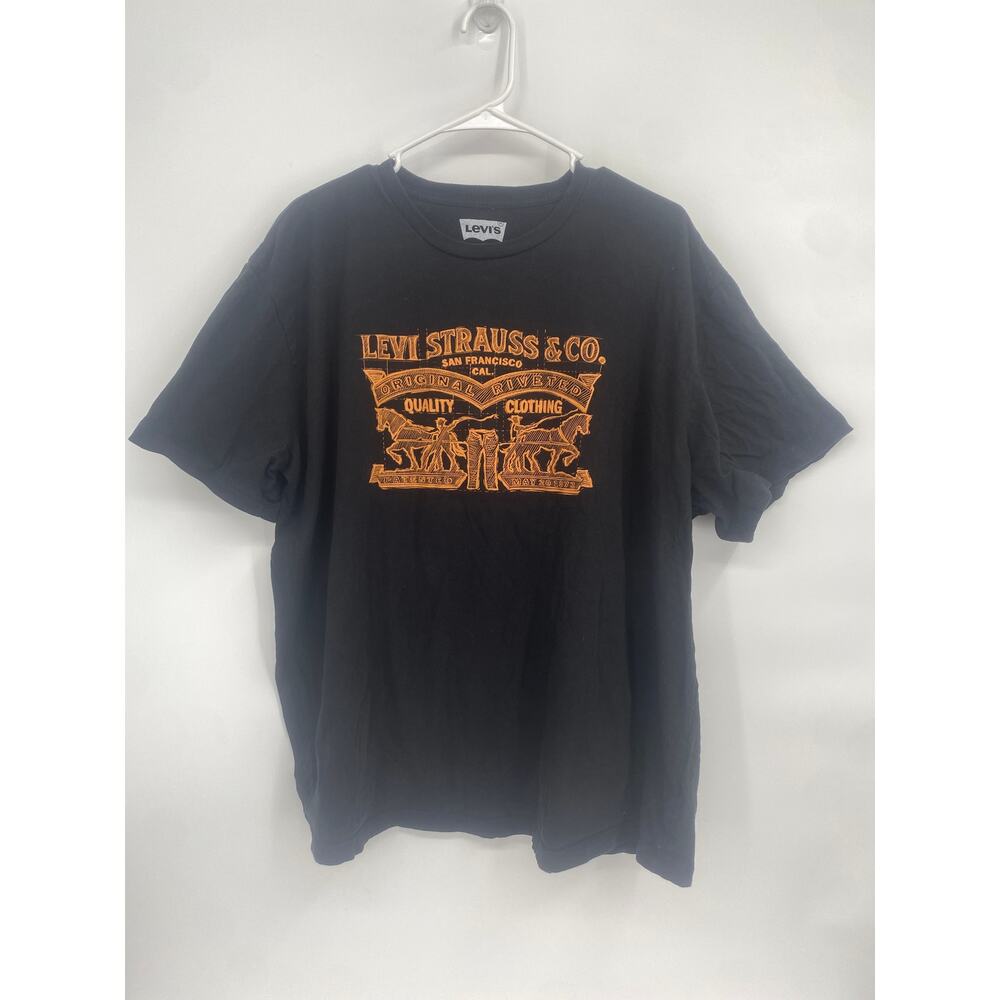 Levi's Black Wagon Belt Logo T-shirt Short Sleeve Men's 2XLT Tall 2x